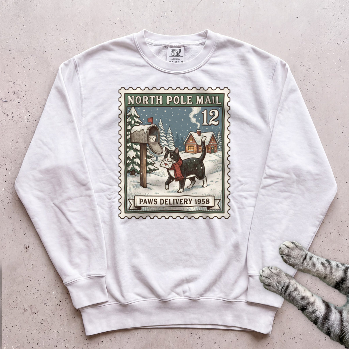 North Pole Post Cat Sweatshirt - White
