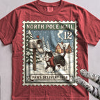 North Pole Post Cat T-Shirt - Crimson