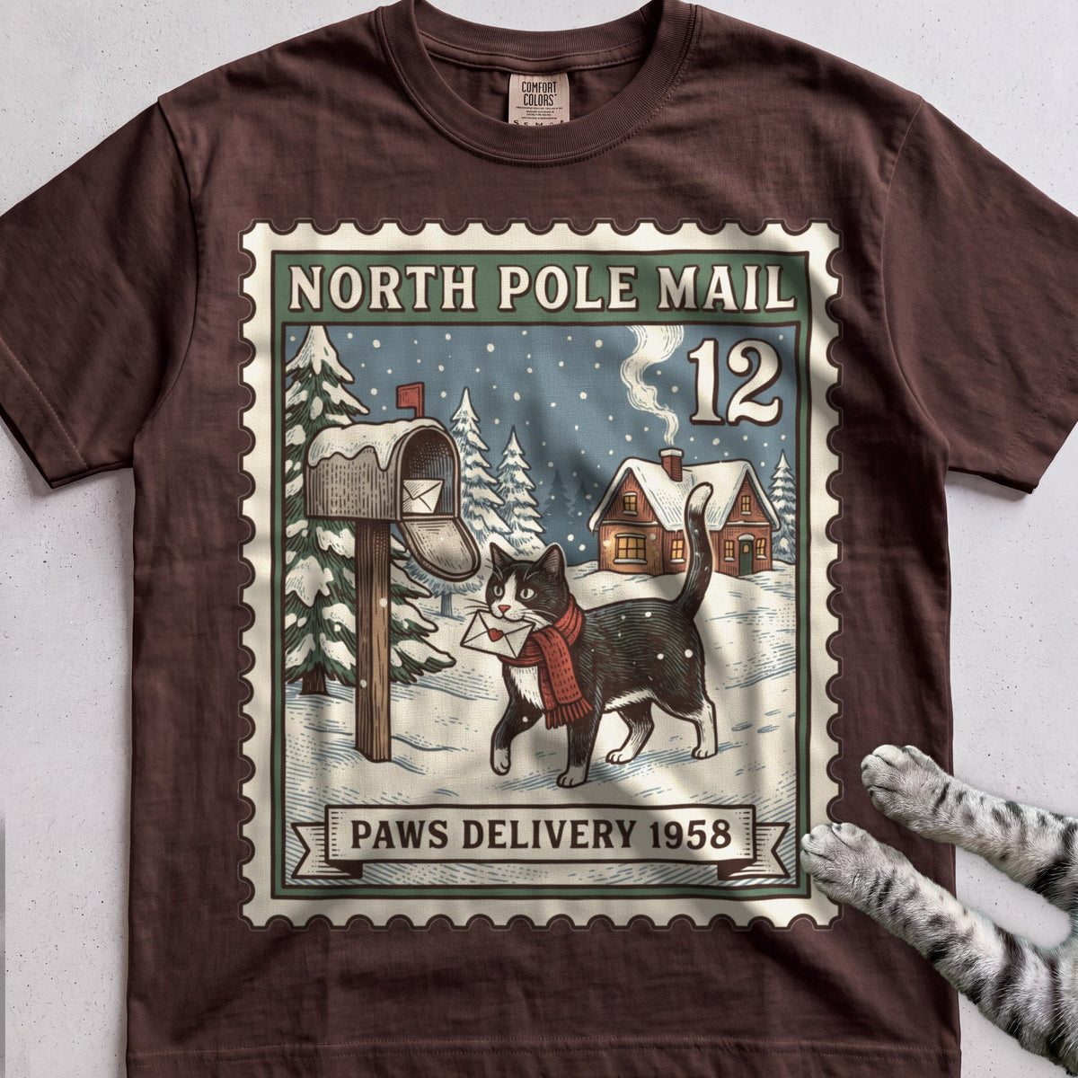 North Pole Post Cat T-Shirt - Espresso