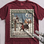 North Pole Post Cat T-Shirt - Wine