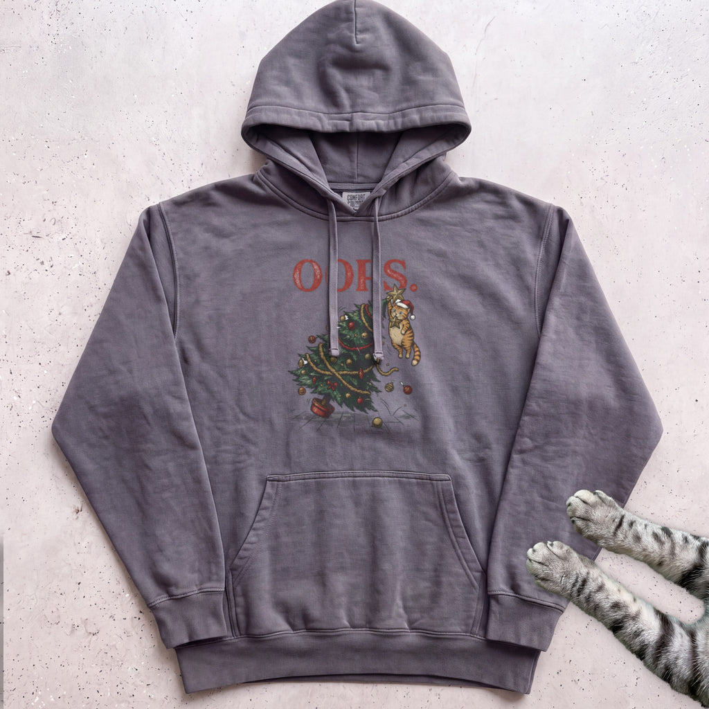 Oops Tree Cat Hoodie - Pepper