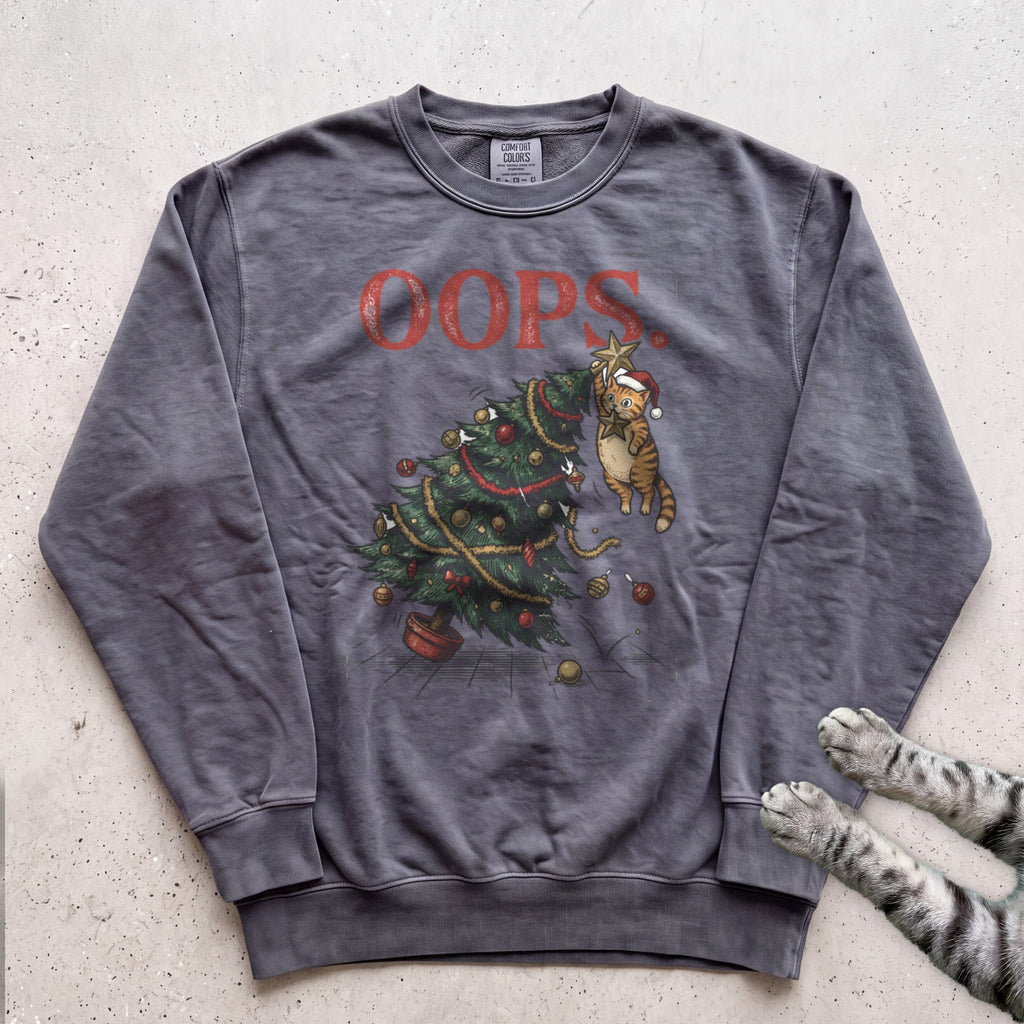 Oops Tree Cat Sweatshirt - Pepper