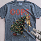 Oops Tree Cat T-Shirt - Blue Jean