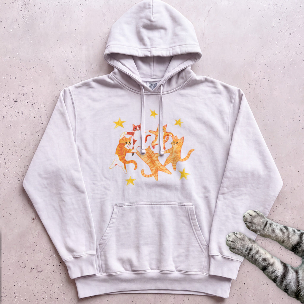 Orange Cats Dancing Hoodie - White
