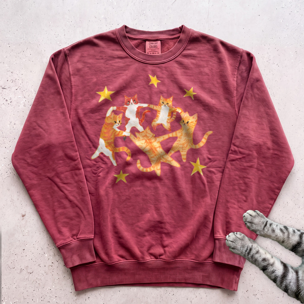 Orange Cats Dancing Sweatshirt - Crimson