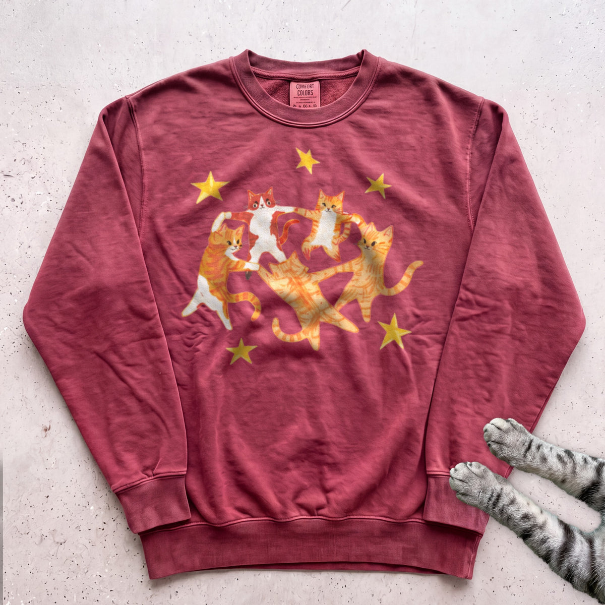 Orange Cats Dancing Sweatshirt - Crimson
