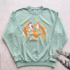 Orange Cats Dancing Sweatshirt - Light Green