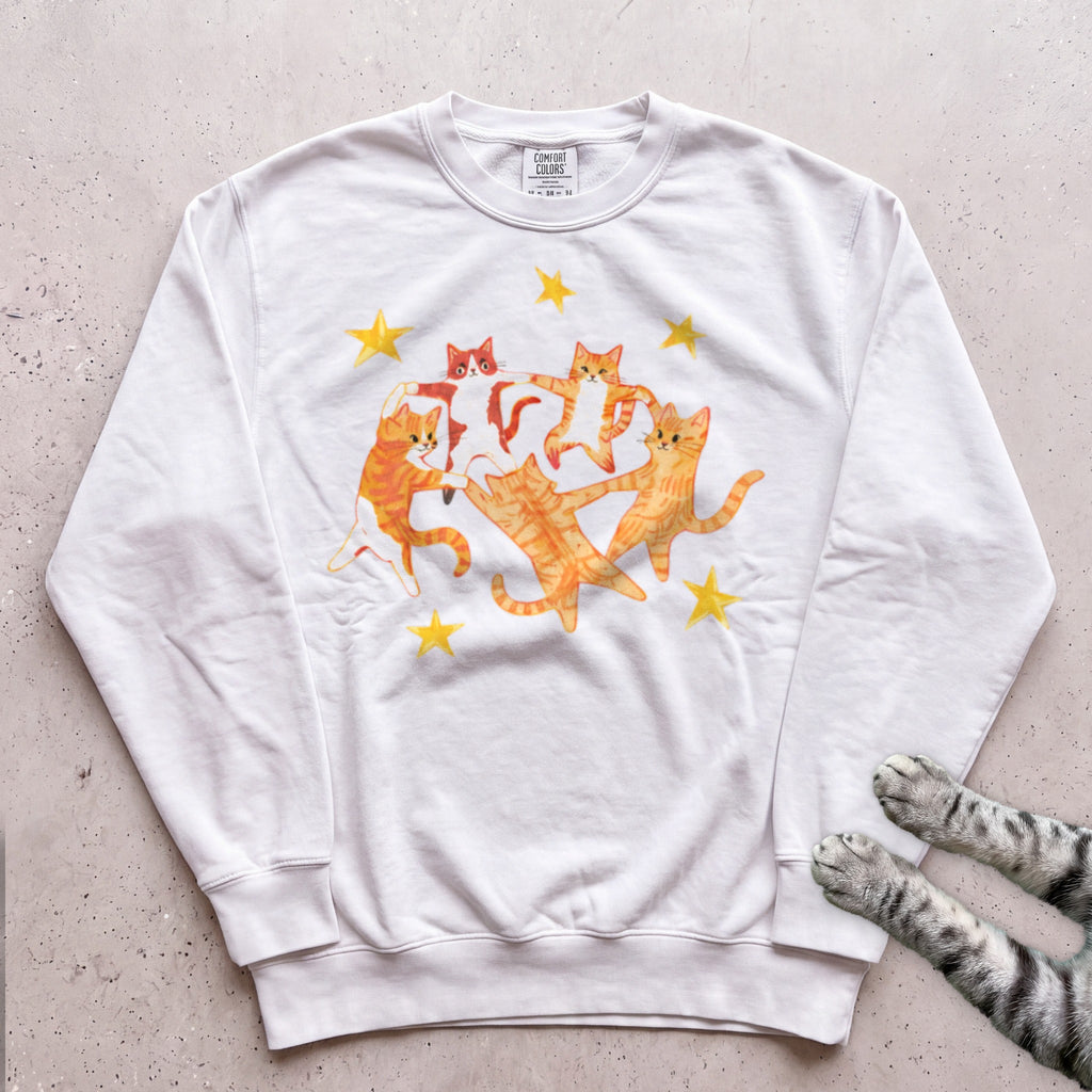 Orange Cats Dancing Sweatshirt - White