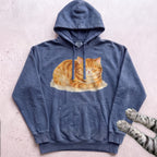 Orange Loafing Cat Hoodie - Denim