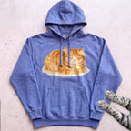 Orange Loafing Cat Hoodie - Flo Blue