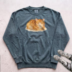 Orange Loafing Cat Sweatshirt - Blue Spruce