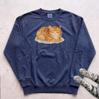 Orange Loafing Cat Sweatshirt - True Navy