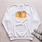 Orange Loafing Cat Sweatshirt - White