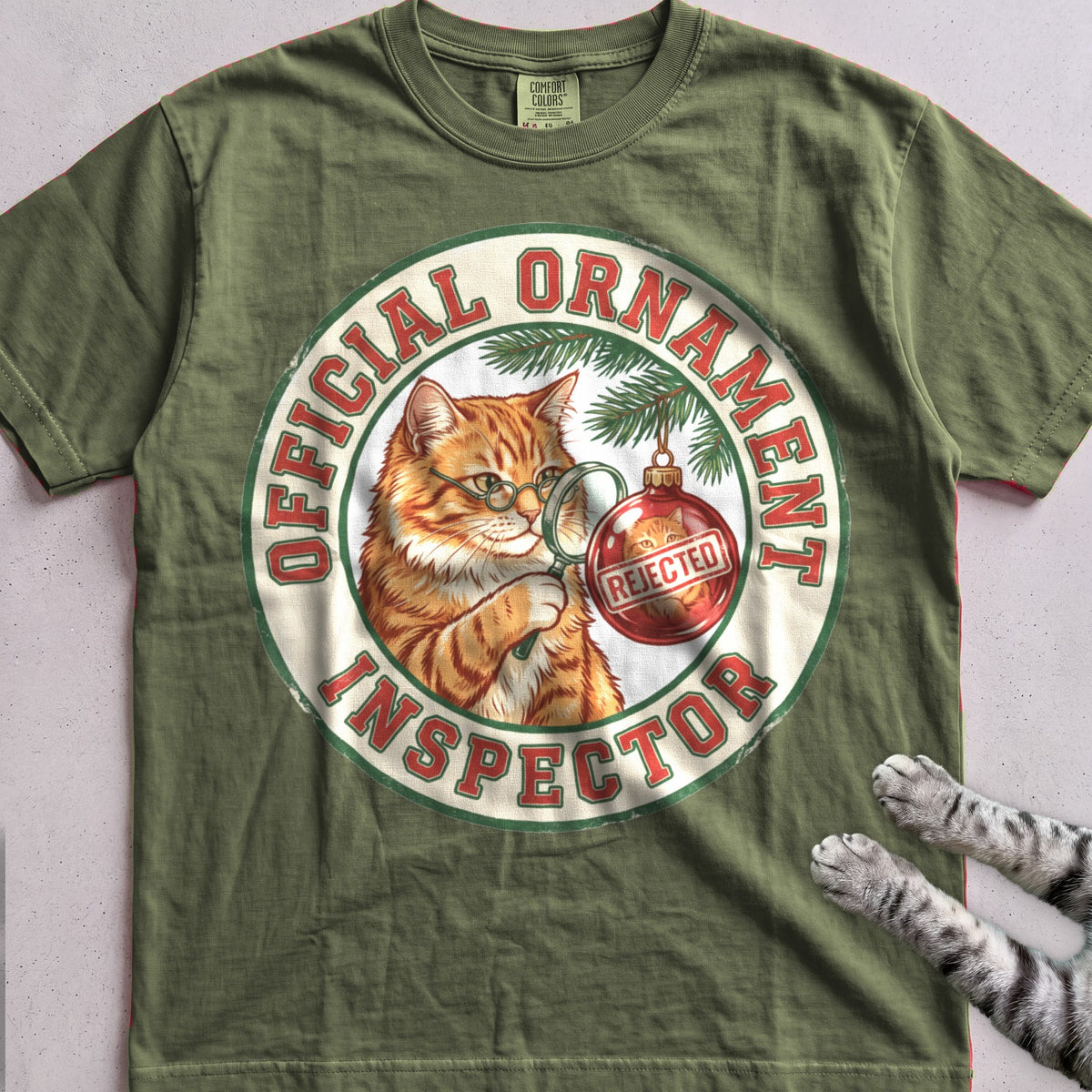 Ornament Inspector Cat T-Shirt - Hemp