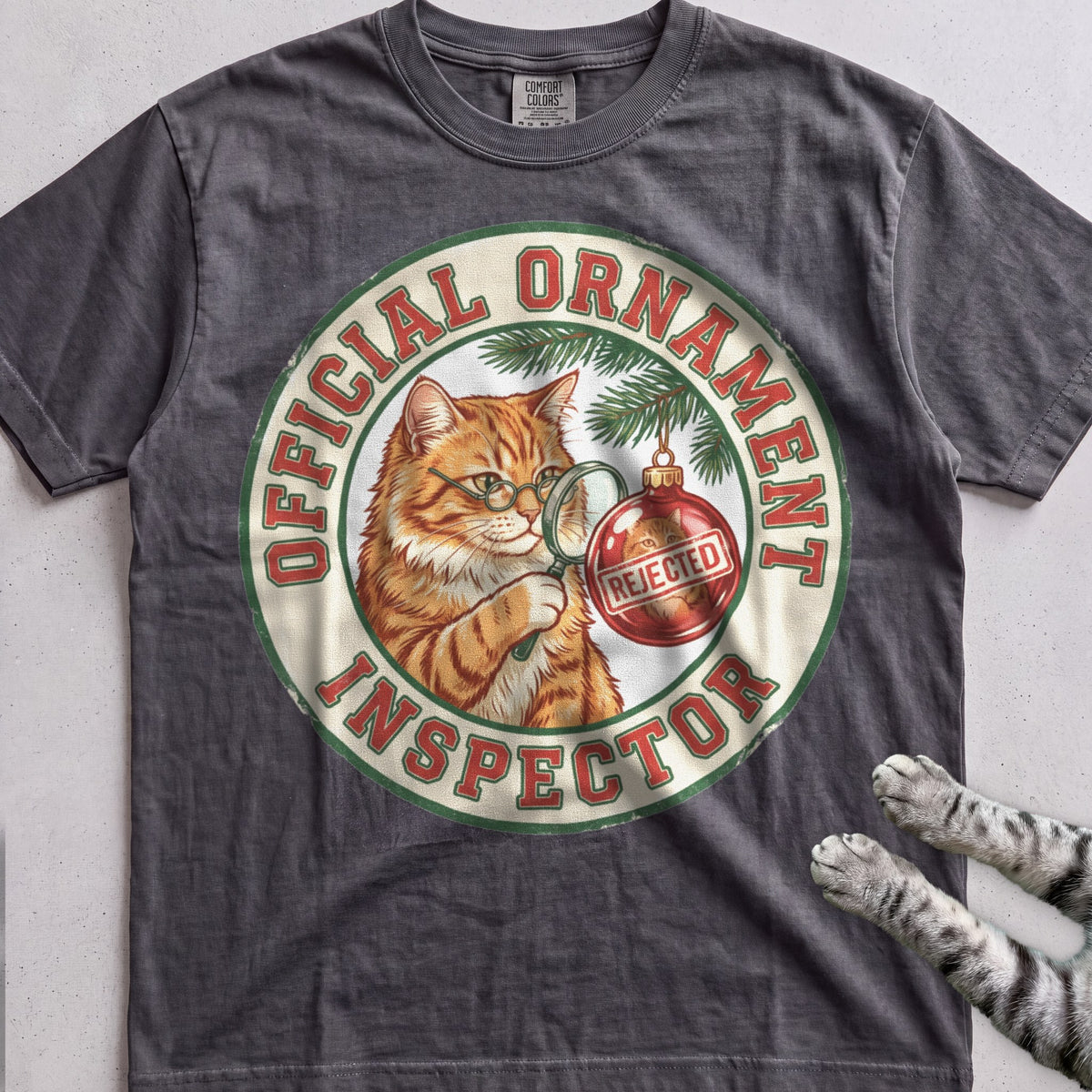 Ornament Inspector Cat T-Shirt - Pepper