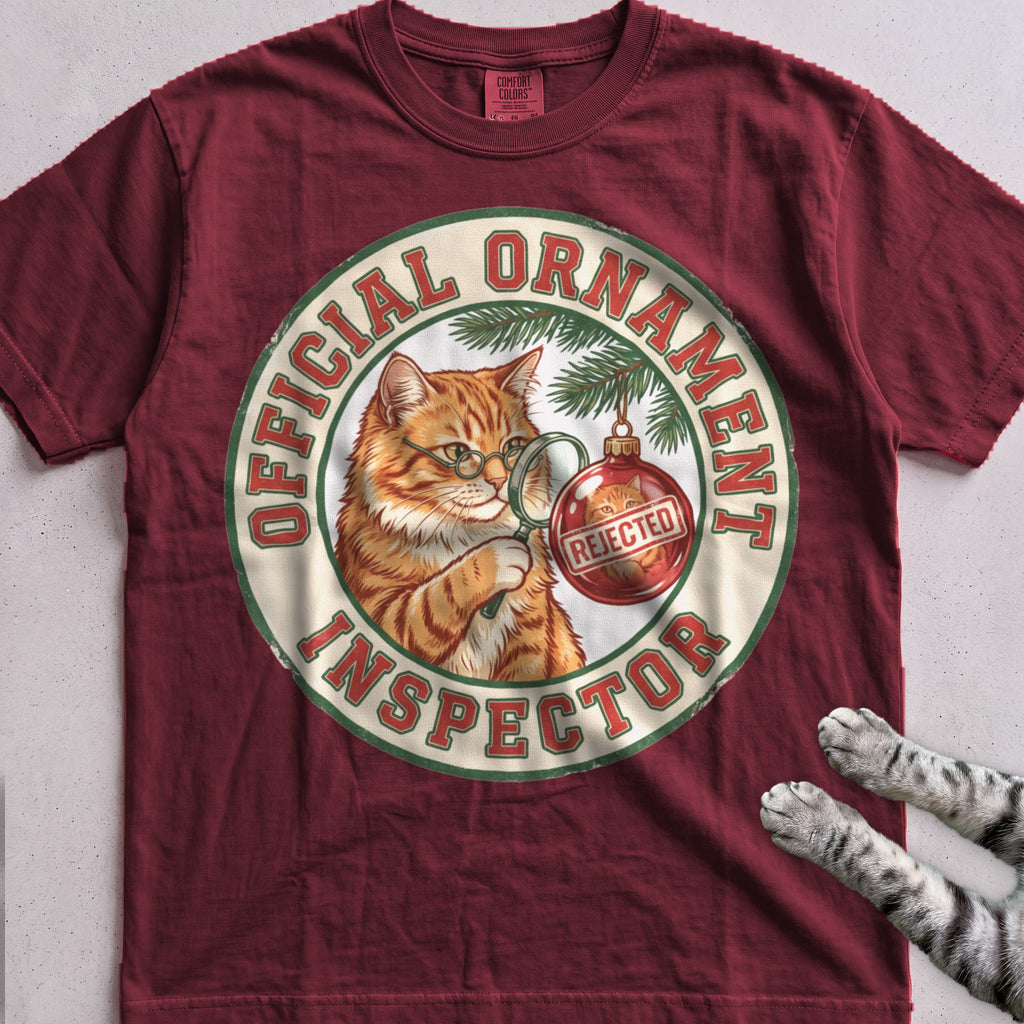 Ornament Inspector Cat T-Shirt - Wine
