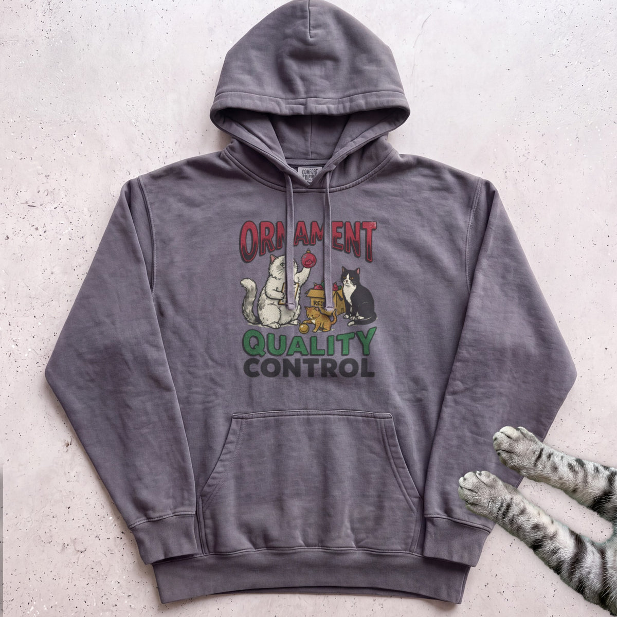 Ornament Quality Control Cat Hoodie - Pepper