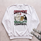 Ornament Quality Control Cat Sweatshirt - White