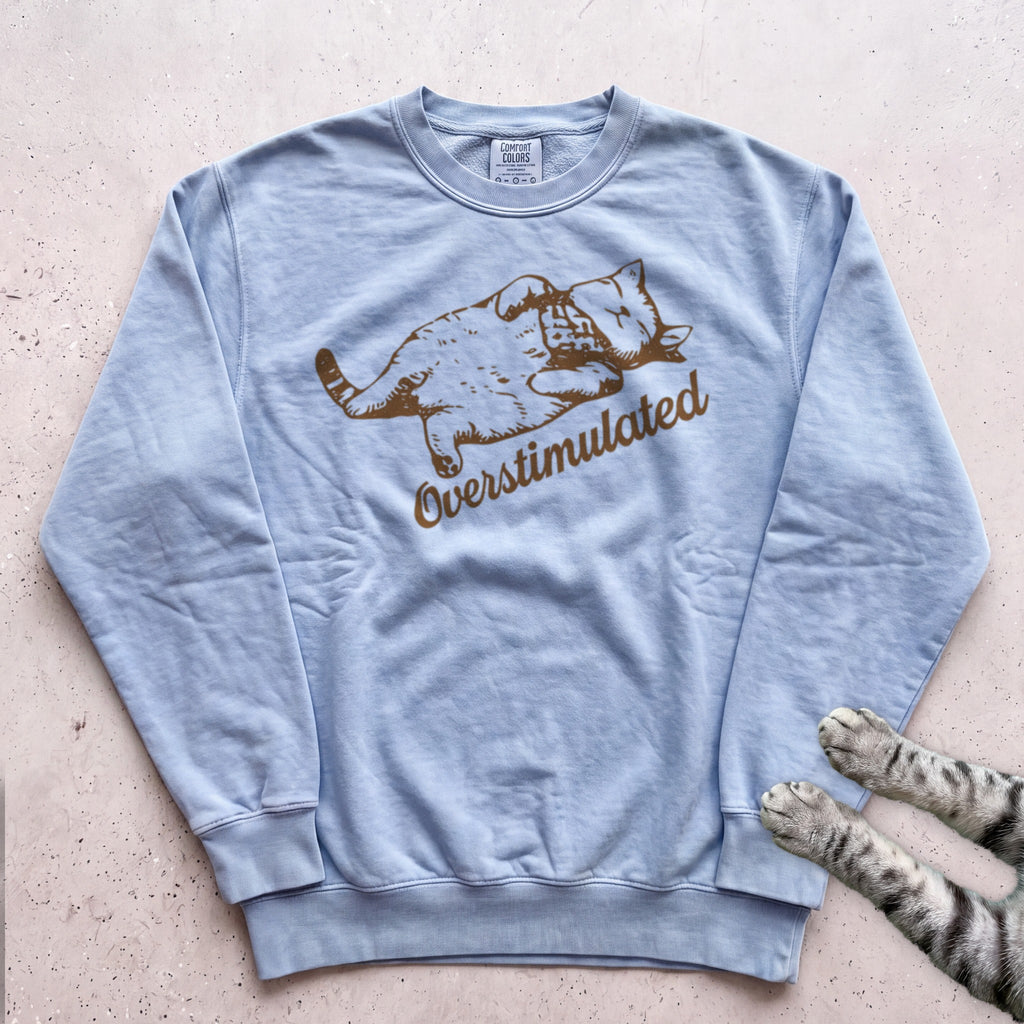 Overstimulated Cat Sweatshirt - Chambray