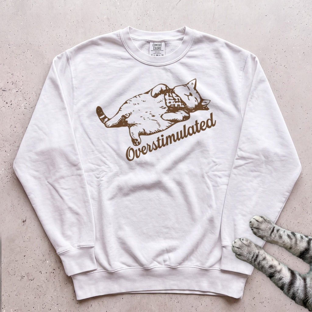 Overstimulated Cat Sweatshirt - White