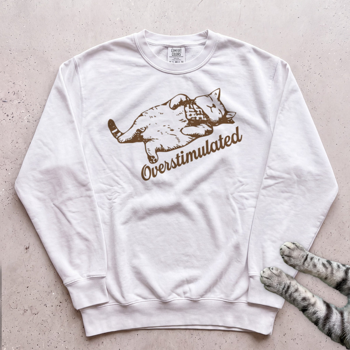 Overstimulated Cat Sweatshirt - White