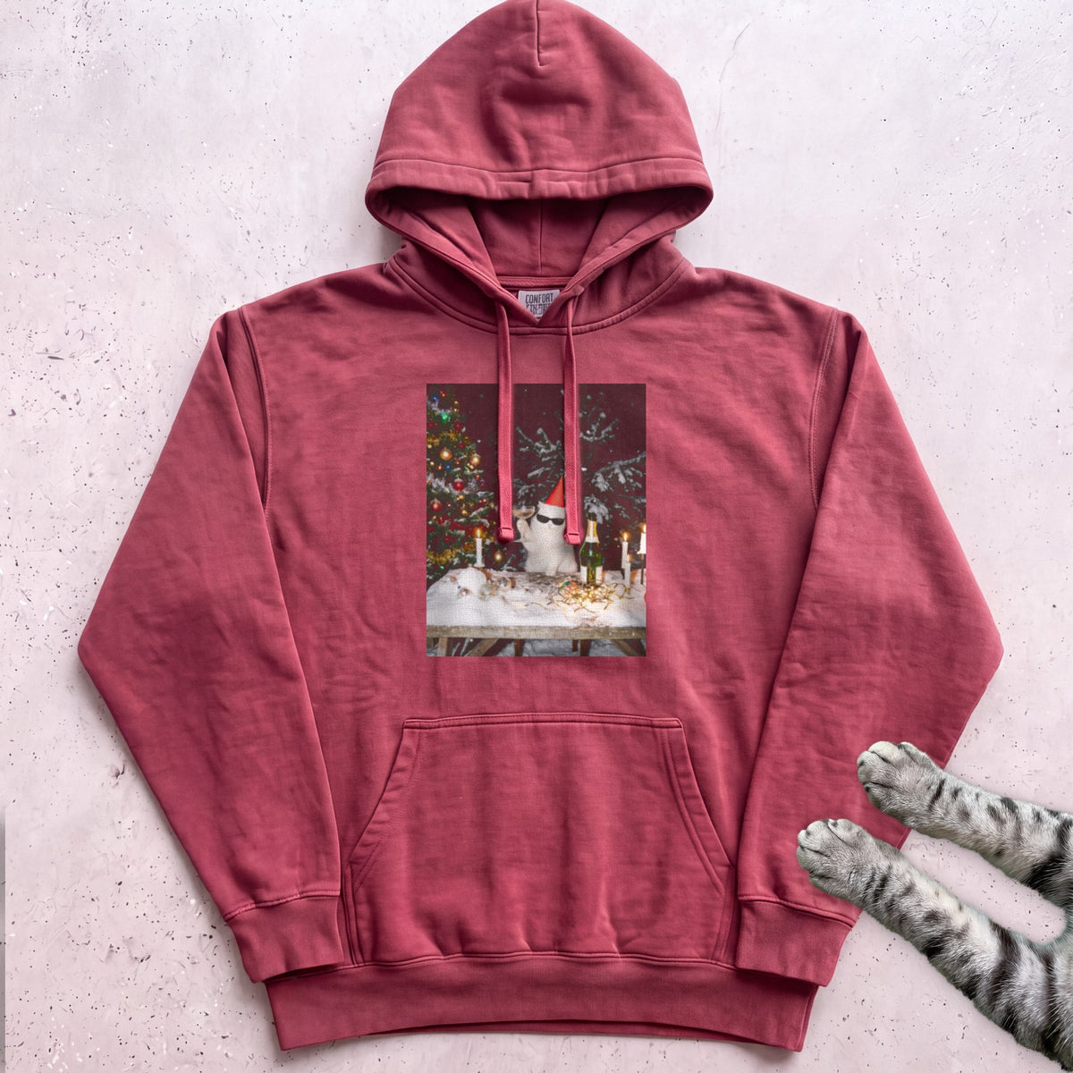 Party Cat Hoodie - Crimson