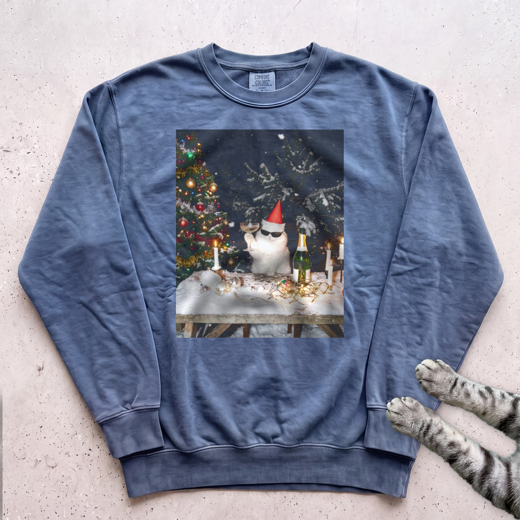 Party Cat Sweatshirt - Blue Jean