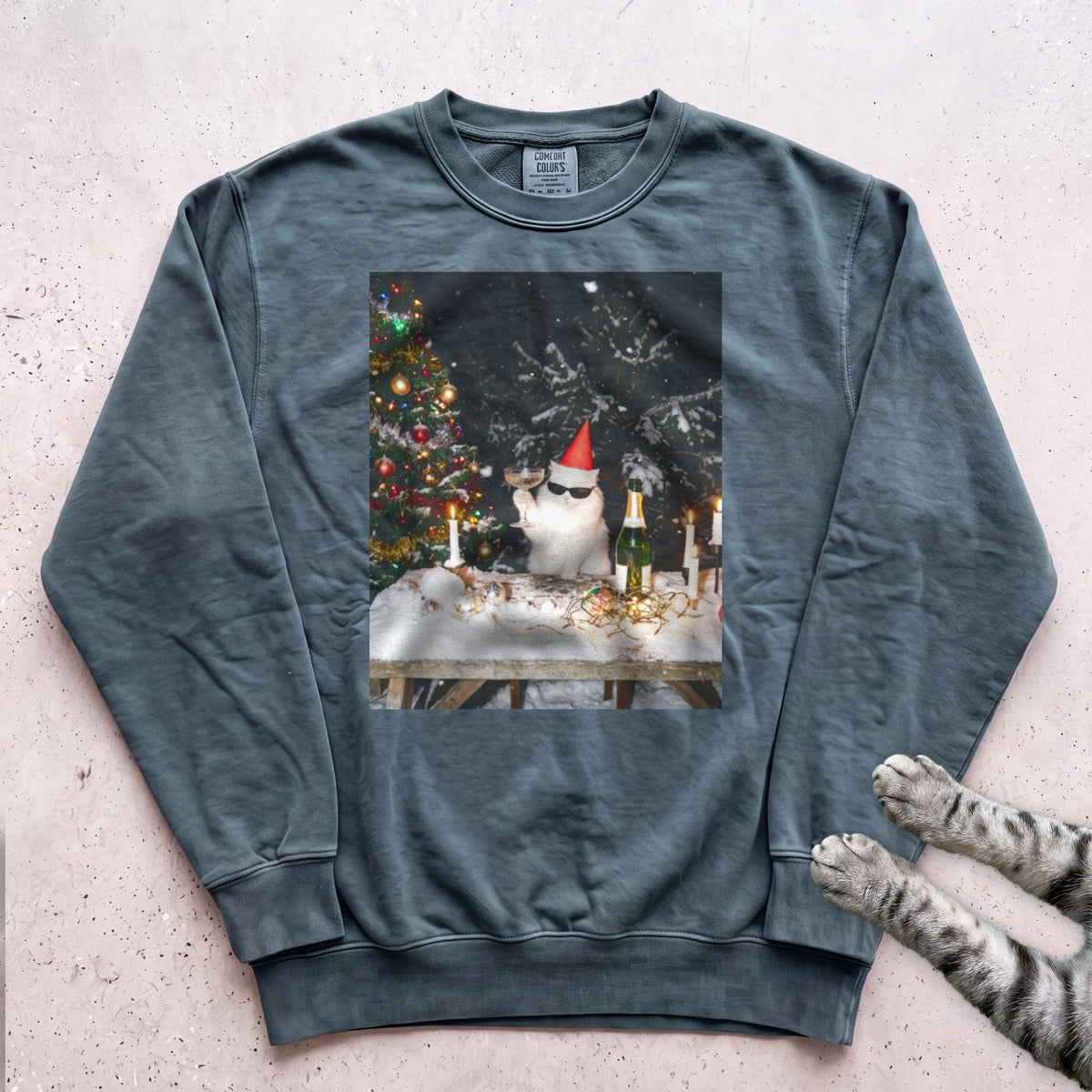 Party Cat Sweatshirt - Blue Spruce
