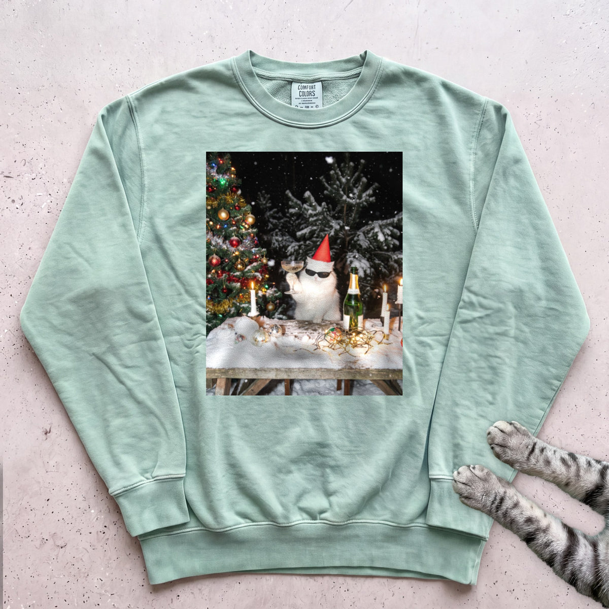 Party Cat Sweatshirt - Light Green