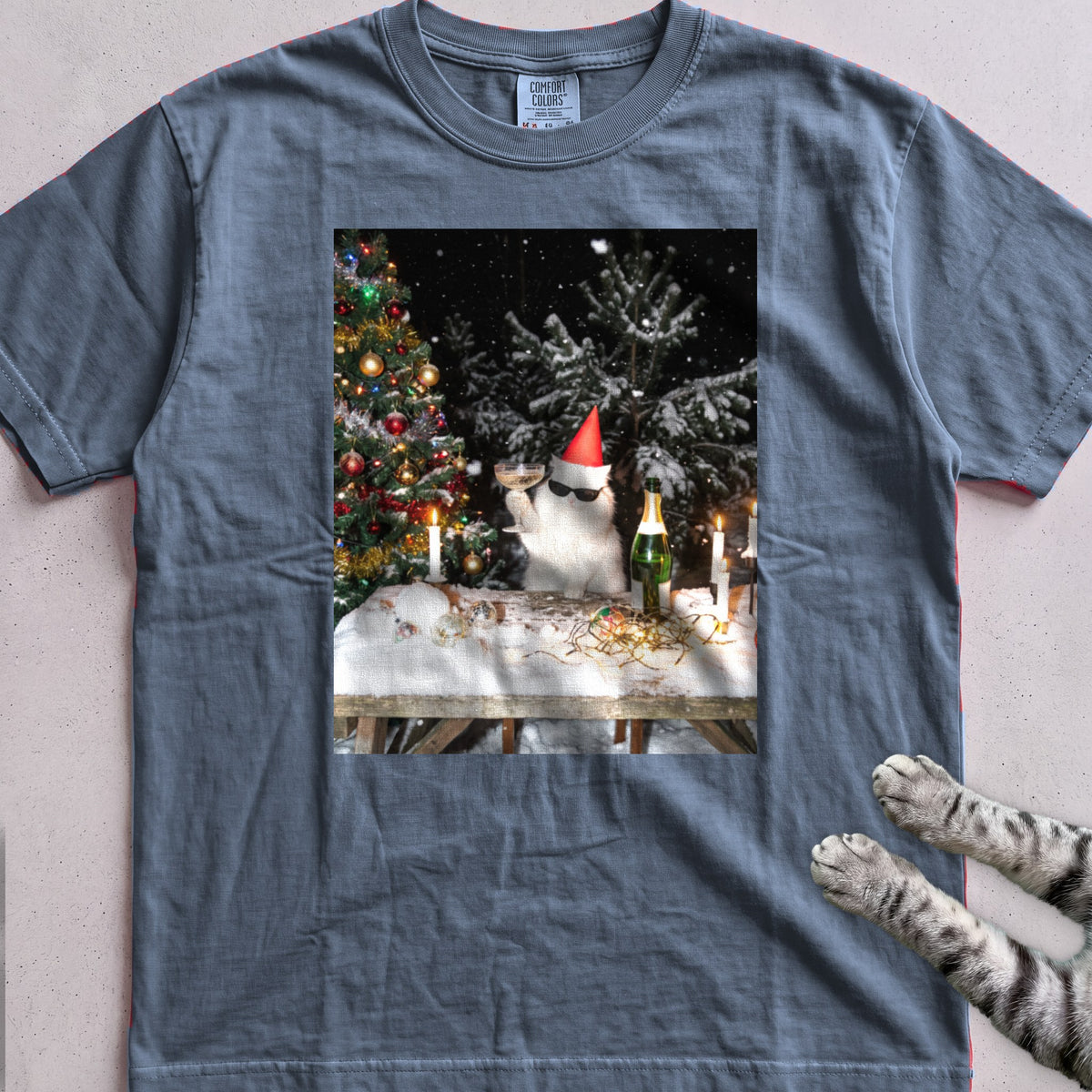 Party Cat T-Shirt - Blue Jean