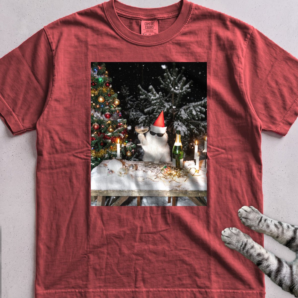 Party Cat T-Shirt - Crimson