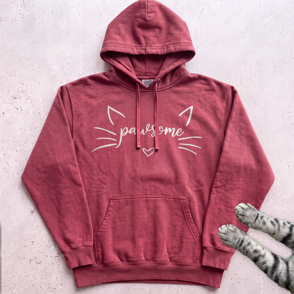 Pawsome Cat Hoodie - Crimson