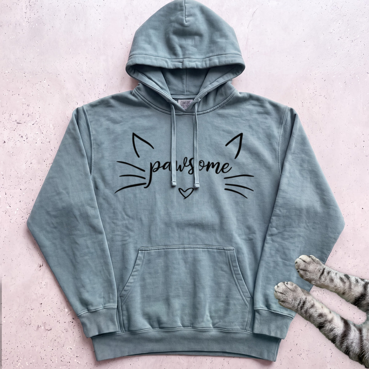 Pawsome Cat Hoodie - Seafoam