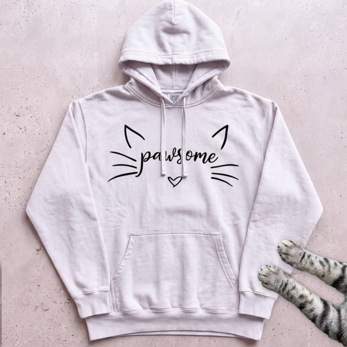 Pawsome Cat Hoodie - White