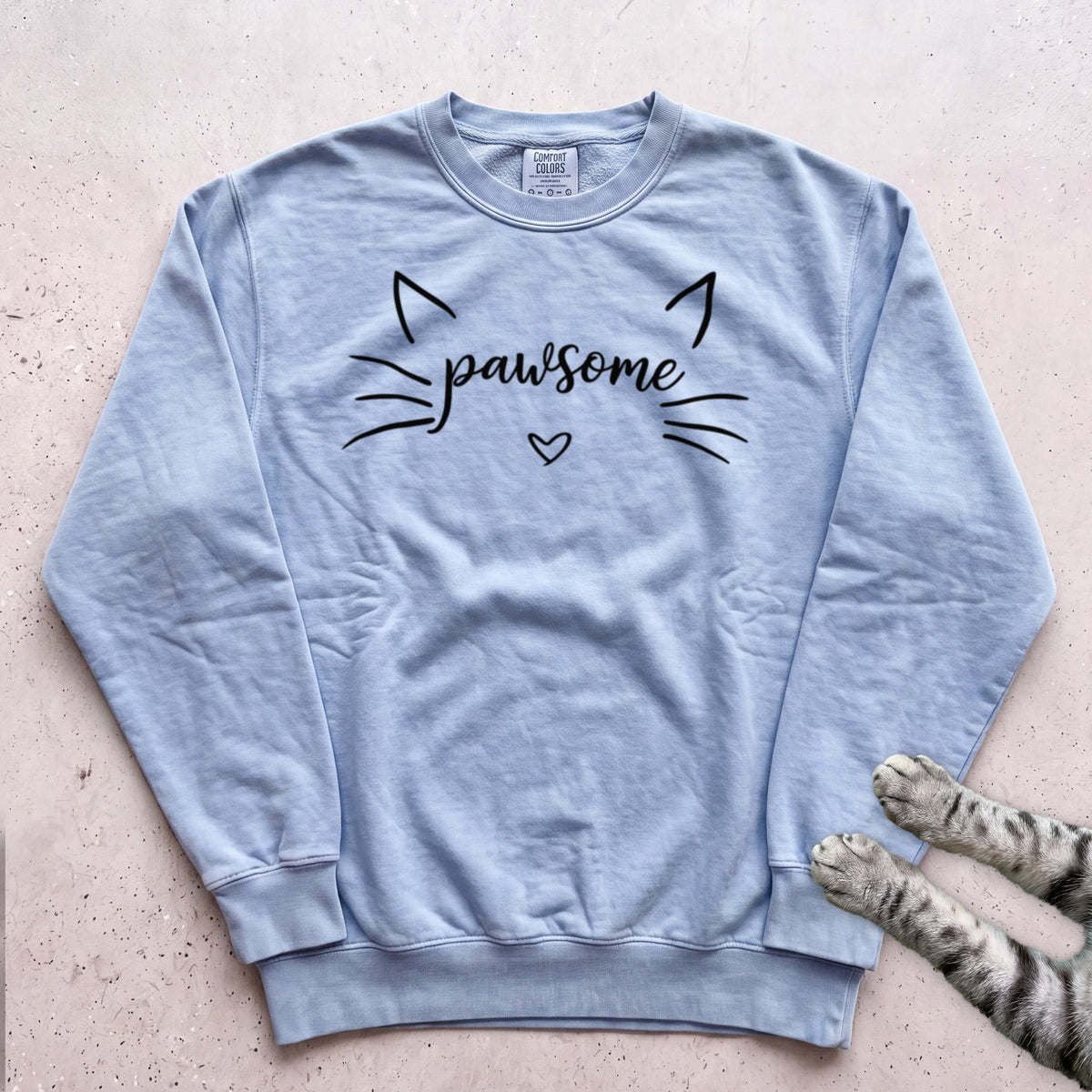 Pawsome Cat Sweatshirt - Chambray