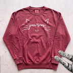 Pawsome Cat Sweatshirt - Crimson