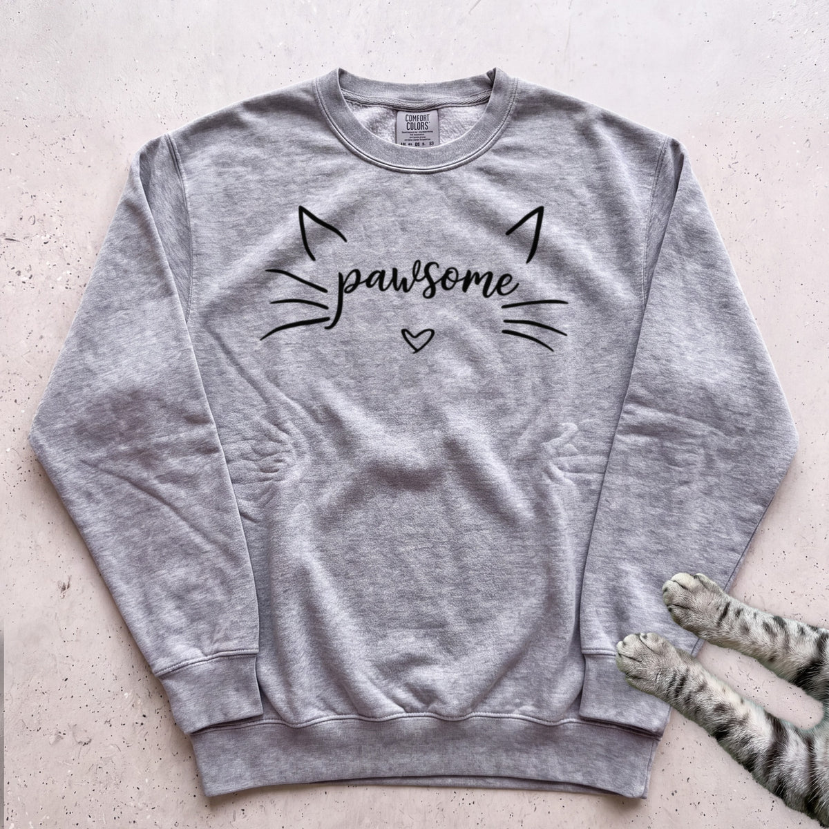 Pawsome Cat Sweatshirt - Grey