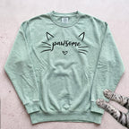 Pawsome Cat Sweatshirt - Light Green