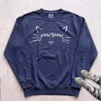 Pawsome Cat Sweatshirt - True Navy