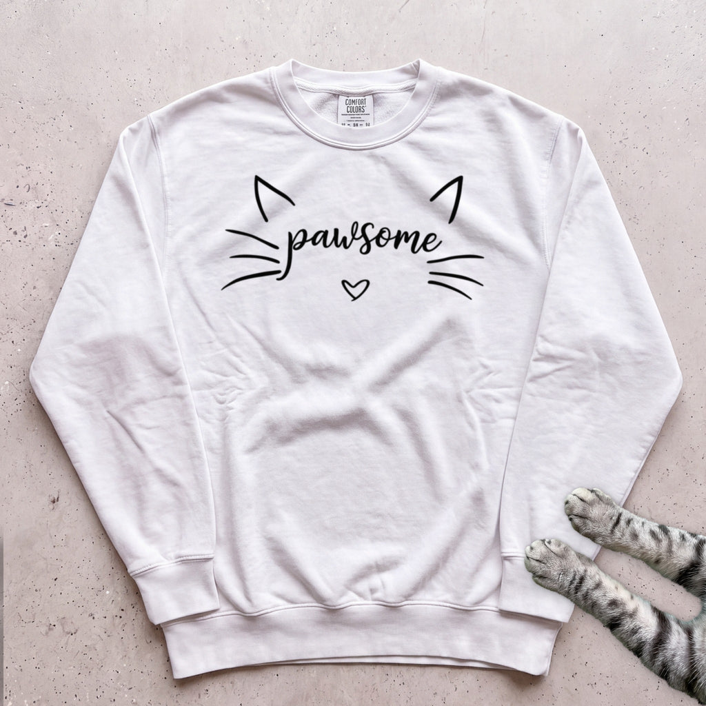 Pawsome Cat Sweatshirt - White