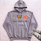 Peace Love Cats Hoodie - Grey