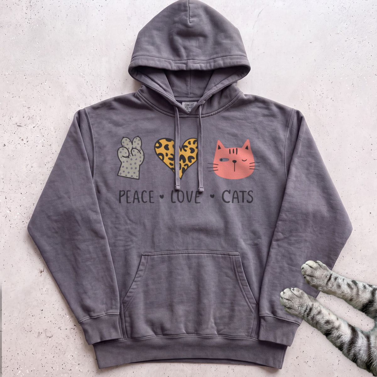 Peace Love Cats Hoodie - Pepper