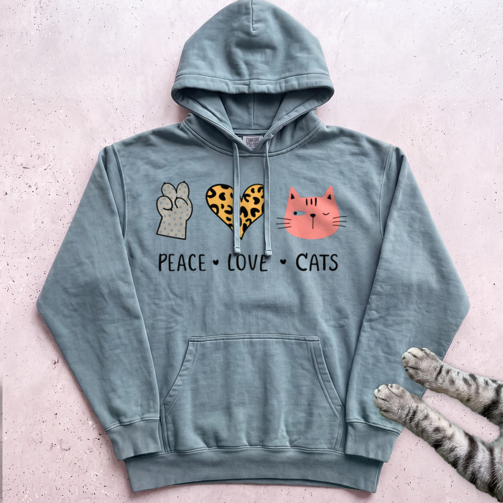 Peace Love Cats Hoodie - Seafoam