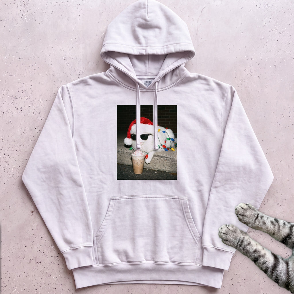 Peppermint Latte Cat Hoodie - White
