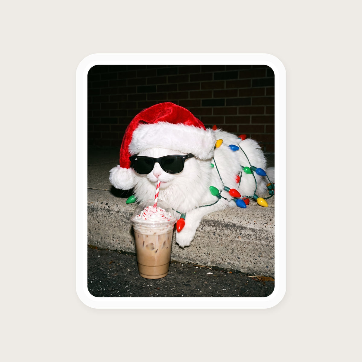 Peppermint Latte Cat Sticker print detail