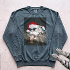 Peppermint Latte Cat Sweatshirt - Blue Spruce