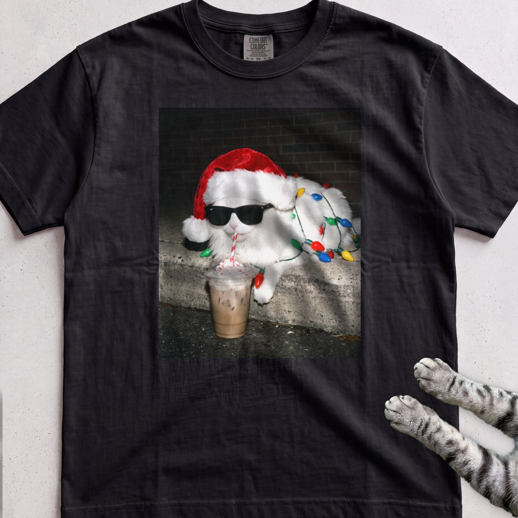 Peppermint Latte Cat T-Shirt - Black