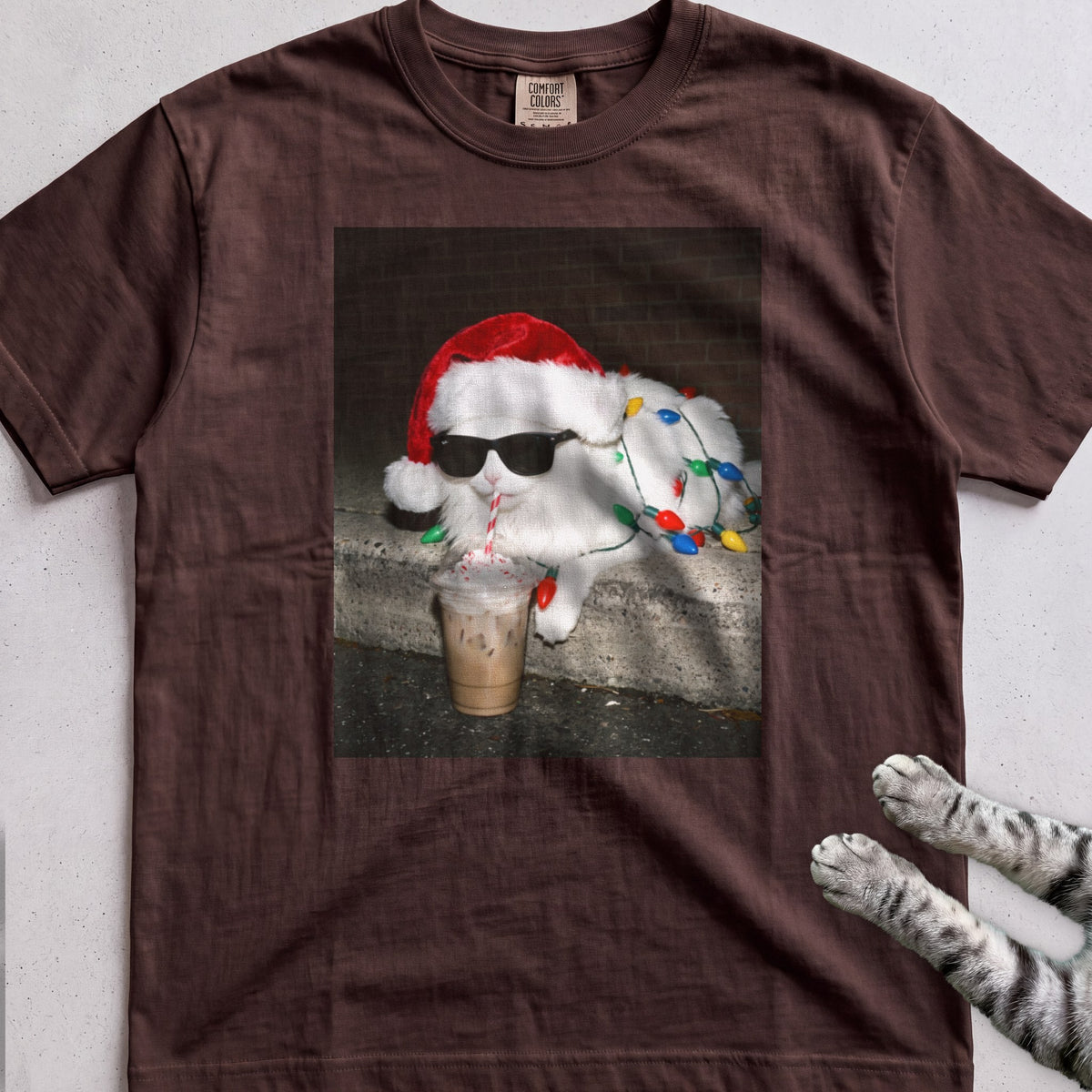 Peppermint Latte Cat T-Shirt - Espresso