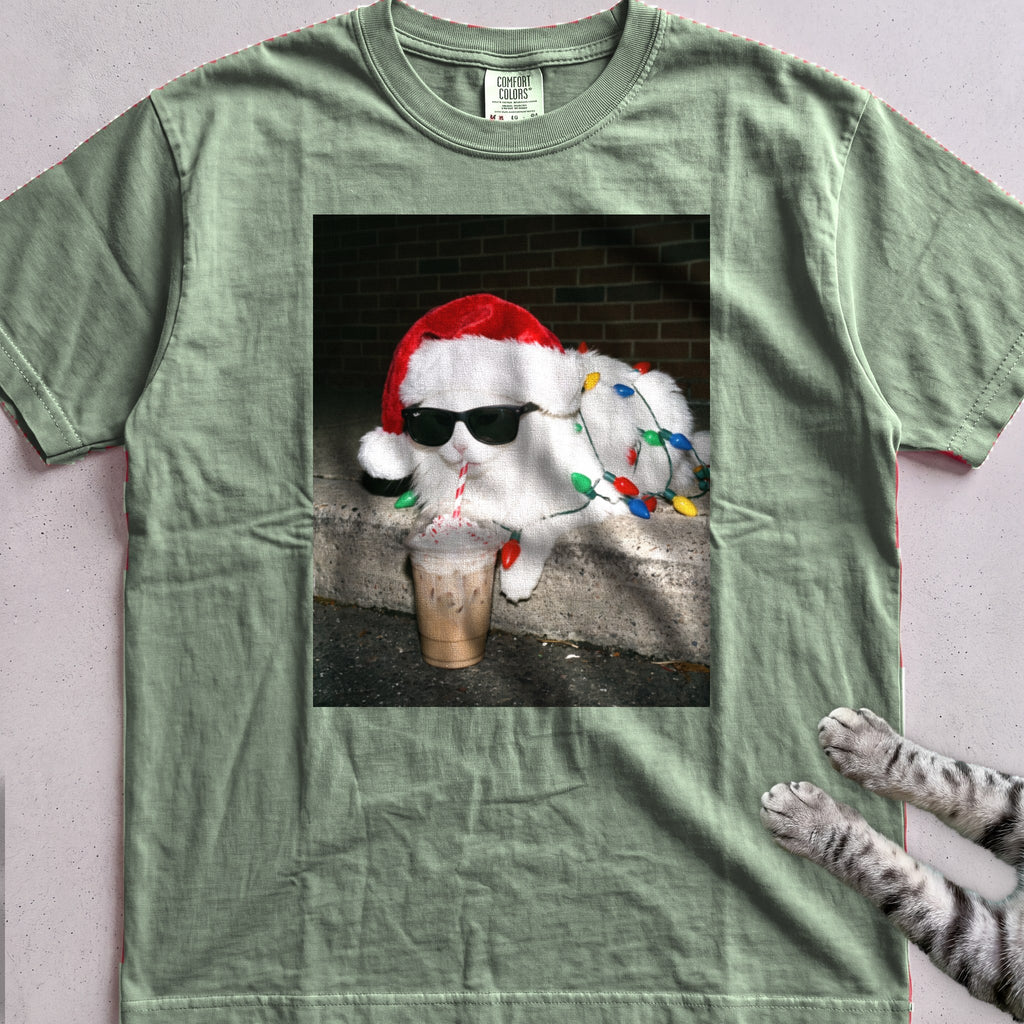 Peppermint Latte Cat T-Shirt - Light Green