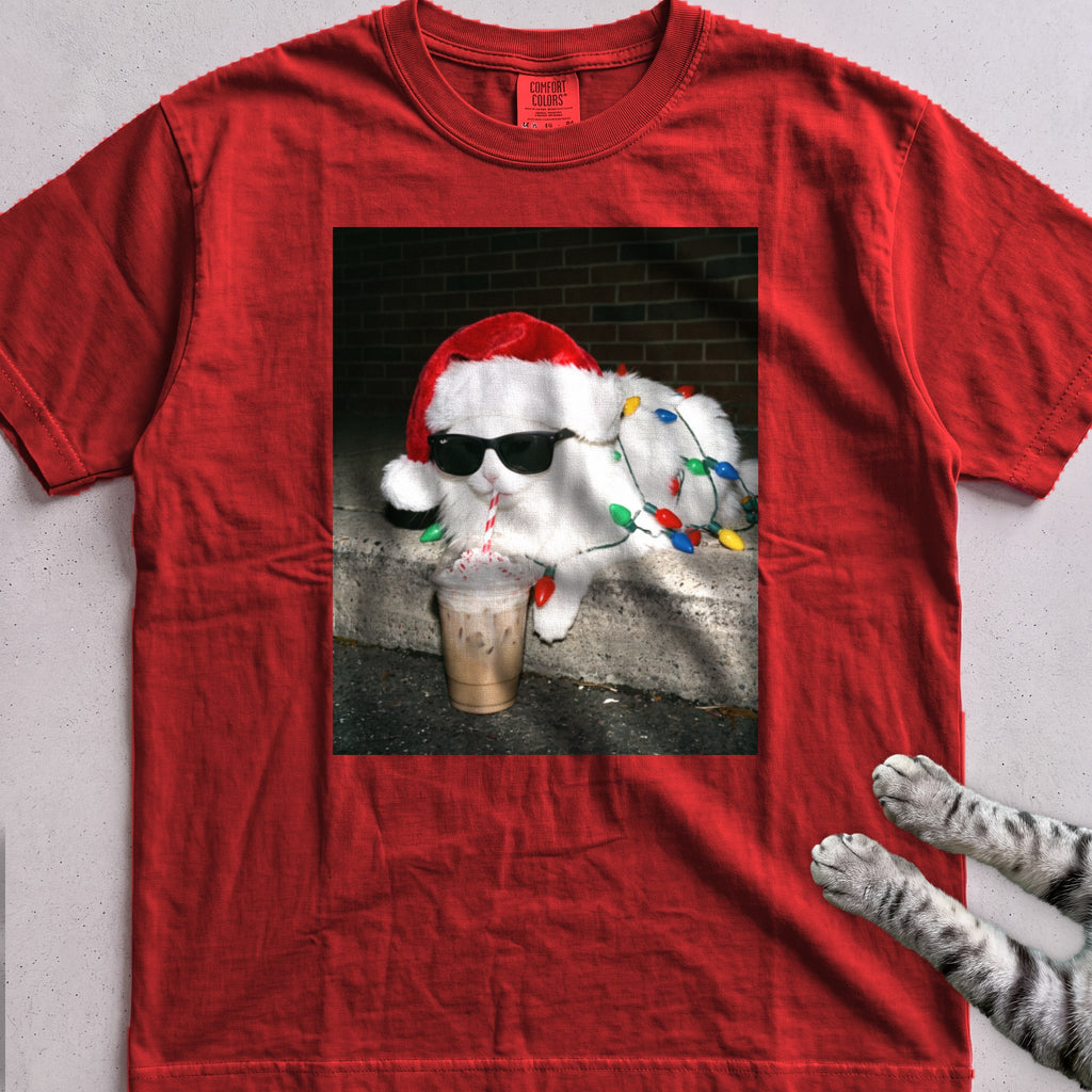 Peppermint Latte Cat T-Shirt - Red